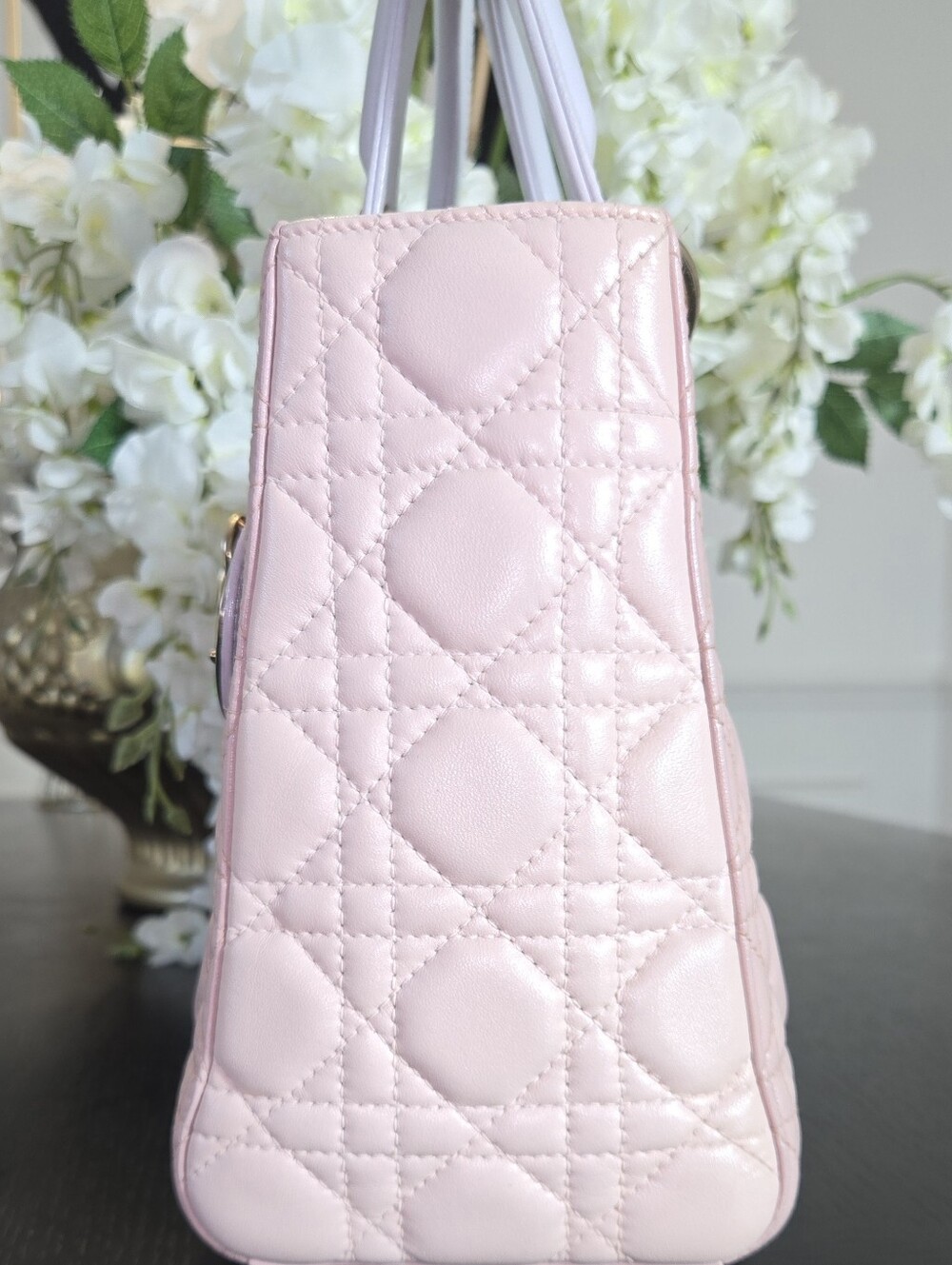 CHRISTIAN DIOR Lambskin Cannage Medium Tri-Color Lady Dior in Rose Pale - Picture 6 of 13